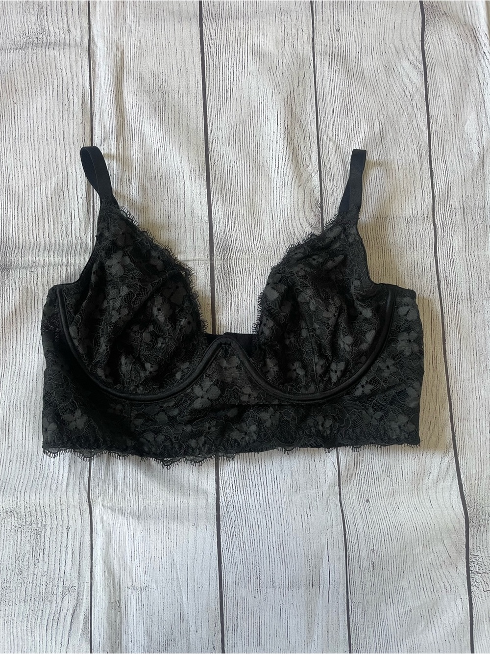 Victoria’s Secret Black Lace Longline Bra